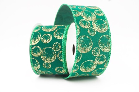 Green Glitter Ornament Orb Wired Ribbon_KW0459GC-15-49